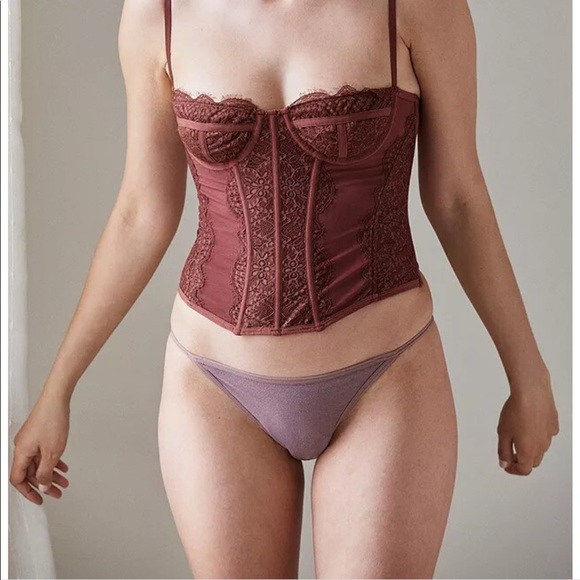 Urban Outfitters Out From Under Modern Love Corset in Chocolate - Picture 5 of 5